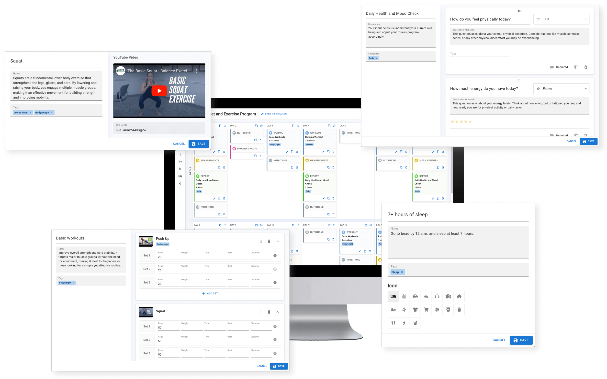 Fitness program builder interface